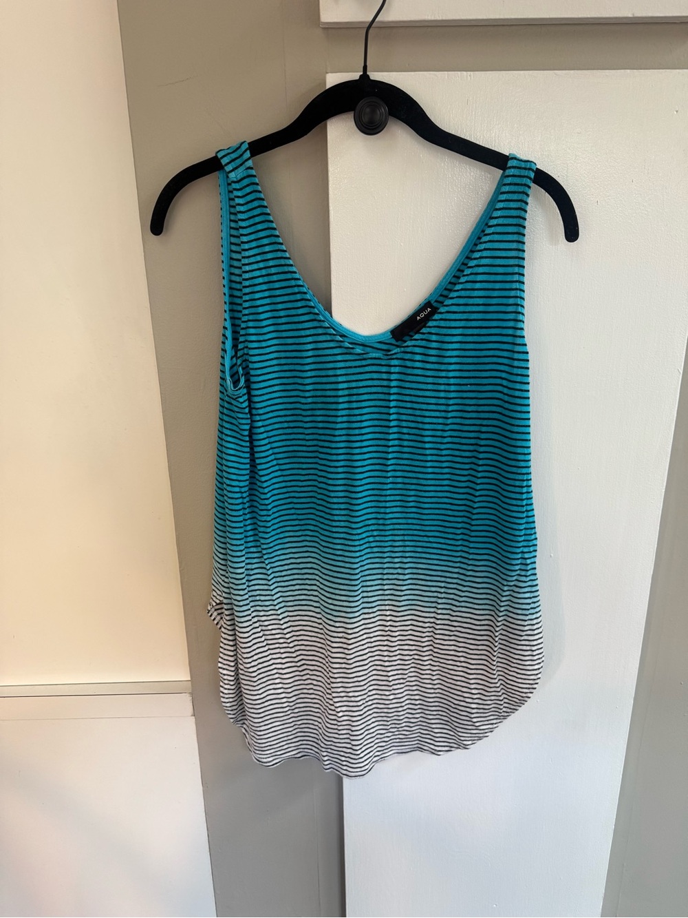 AQUA BLOOMINGDALES BLUE TIE DYE STRIPED TANK SIZE MEDIUM